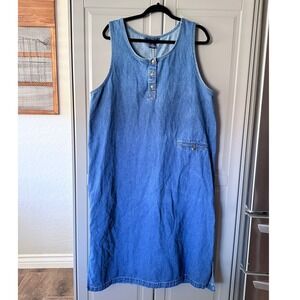 Original TY Wear Vintage Plus Pocket Denim Midi Jumper Dress, Medium Wash, 18W